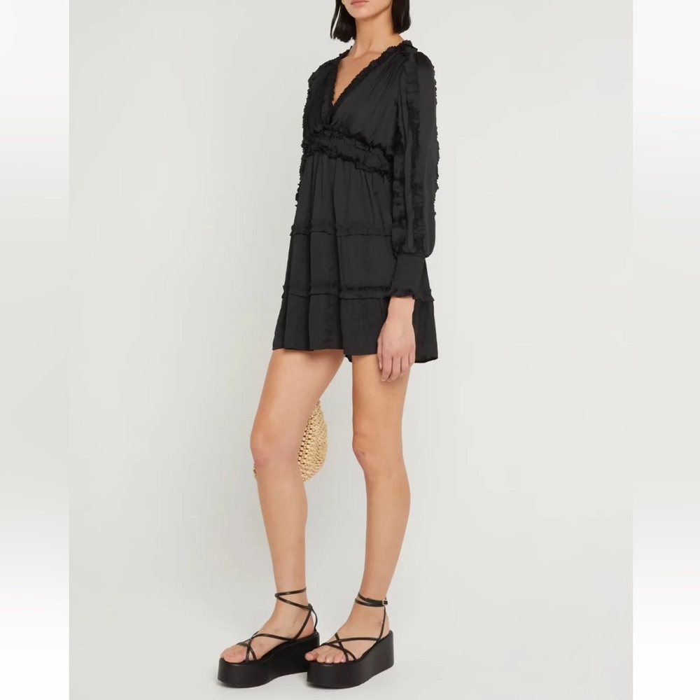 OPT ONE PRETTY TIME ‘Tianna’ Mini Dress Black Pleated Ruffle Tiered